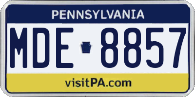 PA license plate MDE8857
