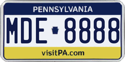 PA license plate MDE8888