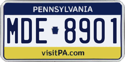 PA license plate MDE8901