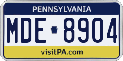 PA license plate MDE8904
