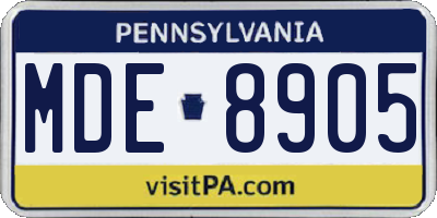 PA license plate MDE8905