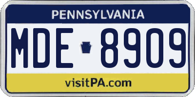 PA license plate MDE8909