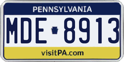 PA license plate MDE8913