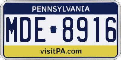 PA license plate MDE8916