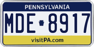 PA license plate MDE8917