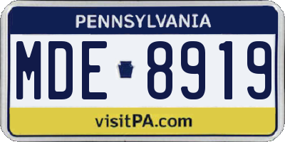 PA license plate MDE8919