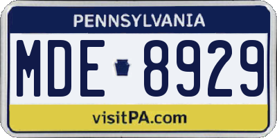 PA license plate MDE8929