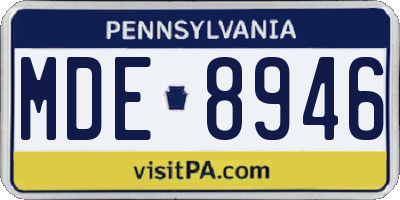 PA license plate MDE8946