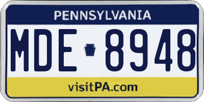 PA license plate MDE8948
