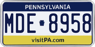PA license plate MDE8958