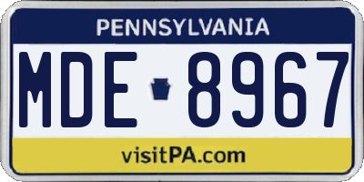 PA license plate MDE8967