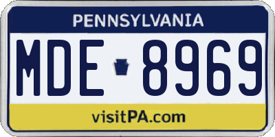 PA license plate MDE8969