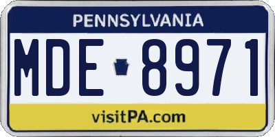 PA license plate MDE8971