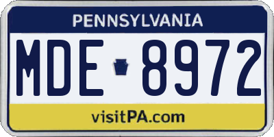 PA license plate MDE8972