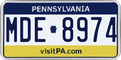 PA license plate MDE8974