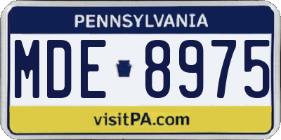 PA license plate MDE8975