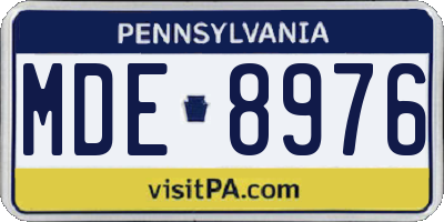 PA license plate MDE8976
