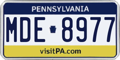 PA license plate MDE8977
