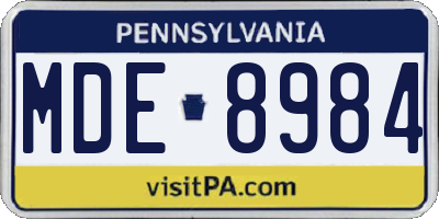 PA license plate MDE8984