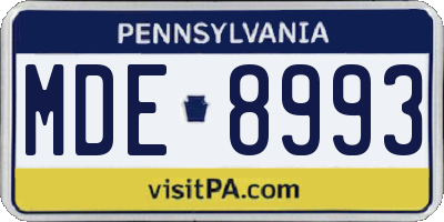 PA license plate MDE8993