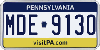 PA license plate MDE9130