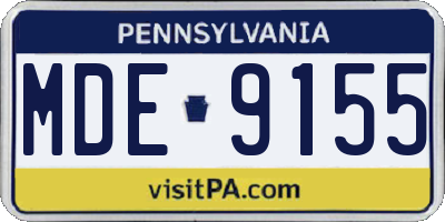PA license plate MDE9155