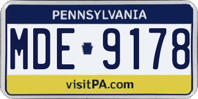 PA license plate MDE9178