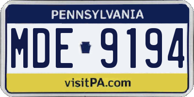 PA license plate MDE9194