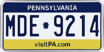 PA license plate MDE9214
