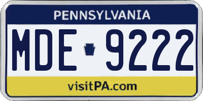 PA license plate MDE9222