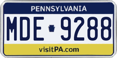 PA license plate MDE9288