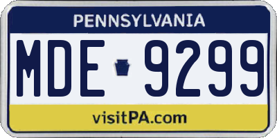 PA license plate MDE9299