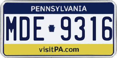 PA license plate MDE9316