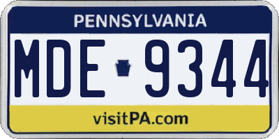 PA license plate MDE9344