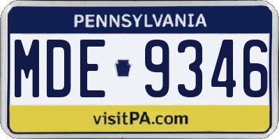 PA license plate MDE9346