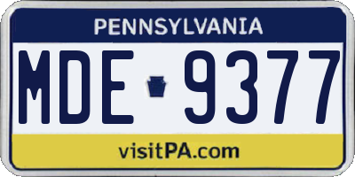 PA license plate MDE9377