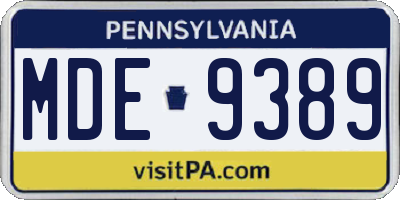 PA license plate MDE9389