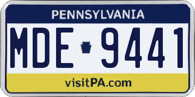 PA license plate MDE9441