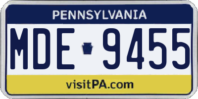 PA license plate MDE9455