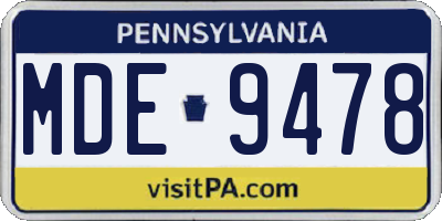 PA license plate MDE9478