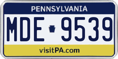 PA license plate MDE9539