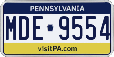 PA license plate MDE9554