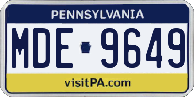 PA license plate MDE9649