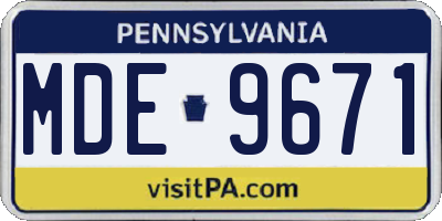 PA license plate MDE9671