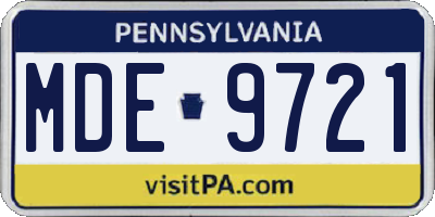 PA license plate MDE9721