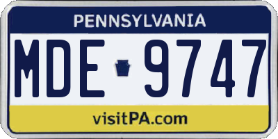 PA license plate MDE9747