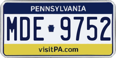PA license plate MDE9752