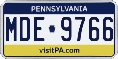 PA license plate MDE9766