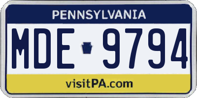 PA license plate MDE9794