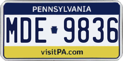 PA license plate MDE9836